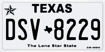 TX license plate DSV8229