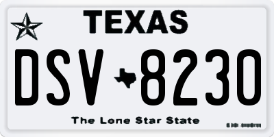 TX license plate DSV8230