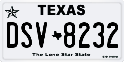 TX license plate DSV8232