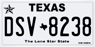 TX license plate DSV8238