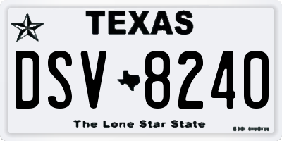 TX license plate DSV8240