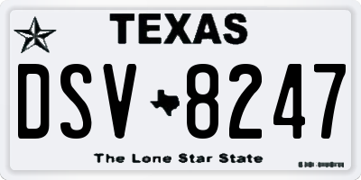 TX license plate DSV8247