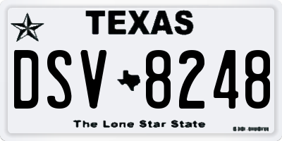 TX license plate DSV8248