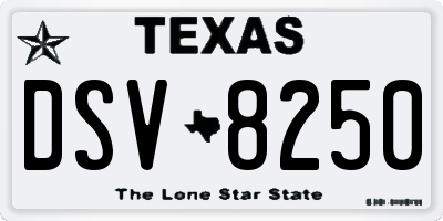 TX license plate DSV8250
