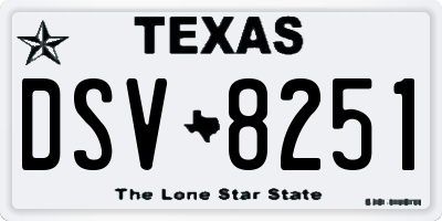 TX license plate DSV8251