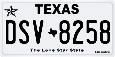 TX license plate DSV8258