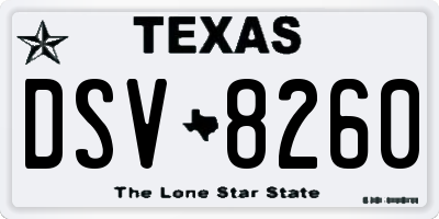 TX license plate DSV8260