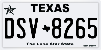 TX license plate DSV8265