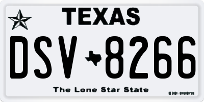 TX license plate DSV8266