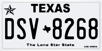 TX license plate DSV8268