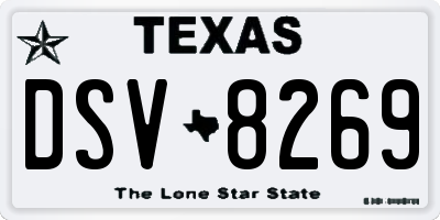 TX license plate DSV8269