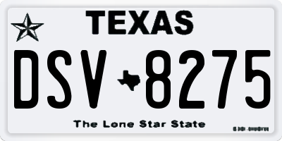 TX license plate DSV8275
