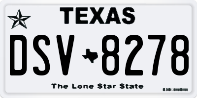 TX license plate DSV8278