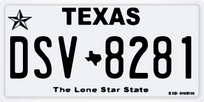 TX license plate DSV8281