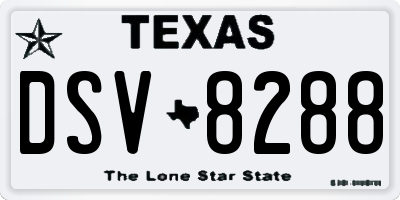 TX license plate DSV8288
