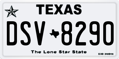 TX license plate DSV8290
