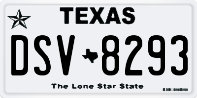TX license plate DSV8293