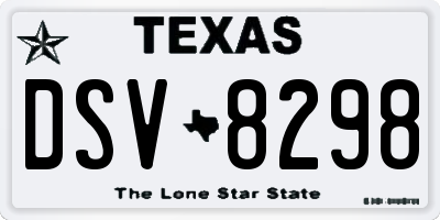 TX license plate DSV8298