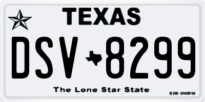 TX license plate DSV8299