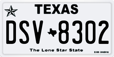 TX license plate DSV8302
