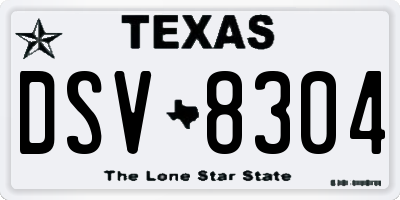 TX license plate DSV8304