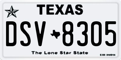 TX license plate DSV8305