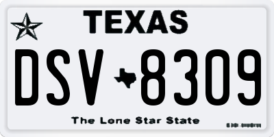 TX license plate DSV8309