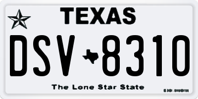 TX license plate DSV8310