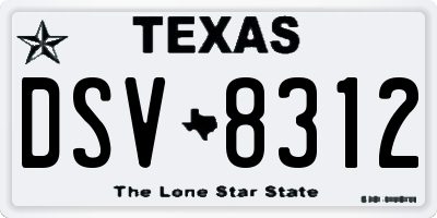 TX license plate DSV8312