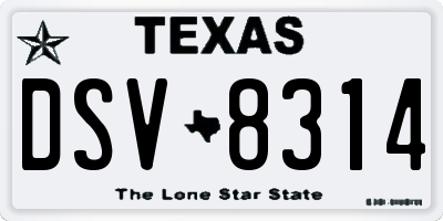 TX license plate DSV8314