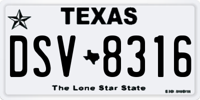 TX license plate DSV8316