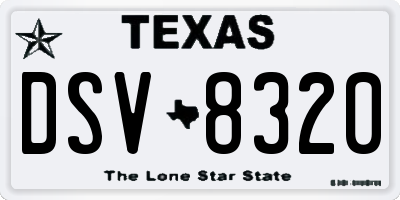 TX license plate DSV8320