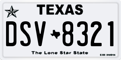 TX license plate DSV8321