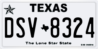 TX license plate DSV8324