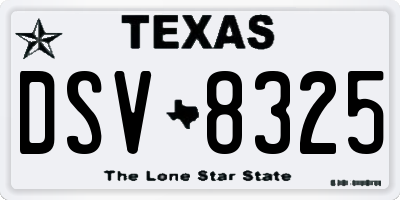 TX license plate DSV8325