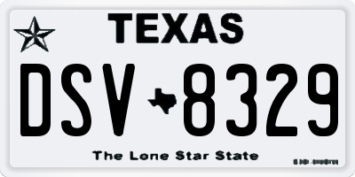 TX license plate DSV8329