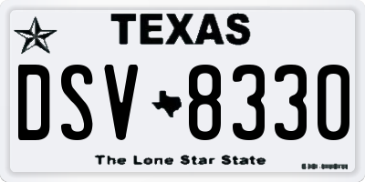 TX license plate DSV8330