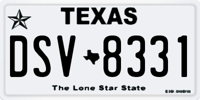 TX license plate DSV8331