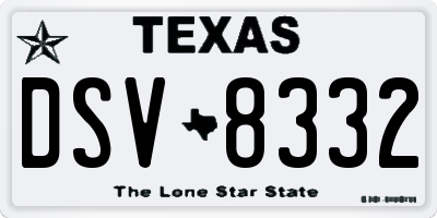 TX license plate DSV8332