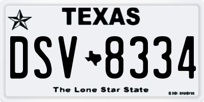 TX license plate DSV8334