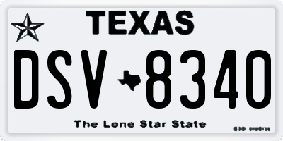 TX license plate DSV8340