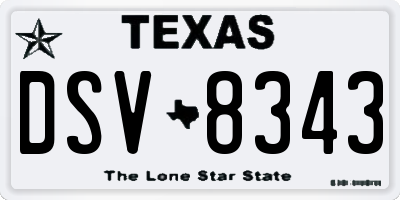 TX license plate DSV8343