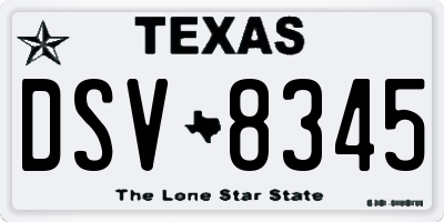 TX license plate DSV8345
