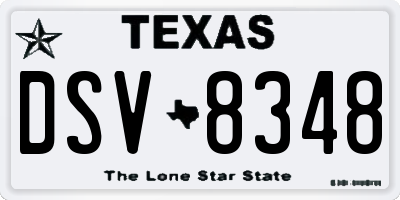 TX license plate DSV8348