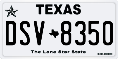 TX license plate DSV8350