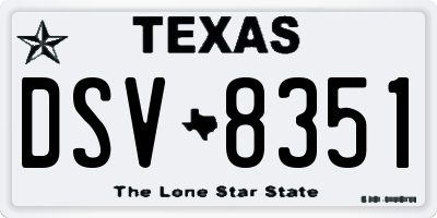 TX license plate DSV8351
