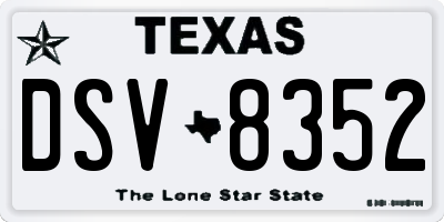 TX license plate DSV8352