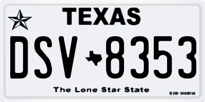 TX license plate DSV8353