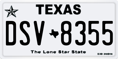 TX license plate DSV8355