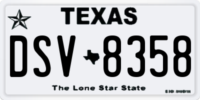 TX license plate DSV8358